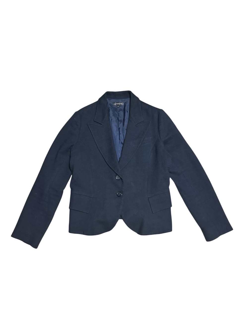 071 HOLT RENFREW Women's Cotton-Wool Blend Twill Blazer - Navy Blue, Sz 14 - Picture 6 of 11